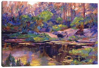 Pastel Lake At Dawn Canvas Art Print - David Lloyd Glover