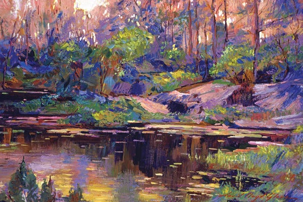 David Lloyd Glover: Pastel Lake At Dawn by David Lloyd Glover