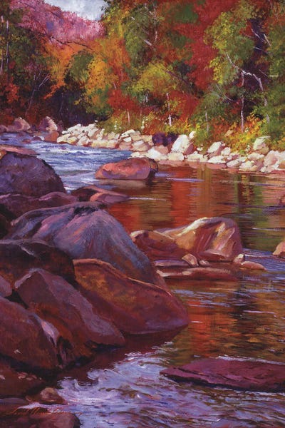 Vermont River by David Lloyd Glover framed canvas print