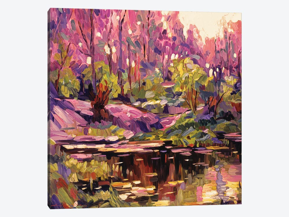 Pond At Sunset Plein Aire by David Lloyd Glover 1-piece Canvas Print