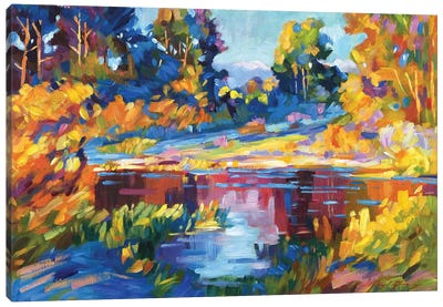 Reflections On A Quiet Lake Canvas Art Print - David Lloyd Glover