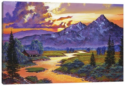 Riverside Cabin Canvas Art Print - David Lloyd Glover