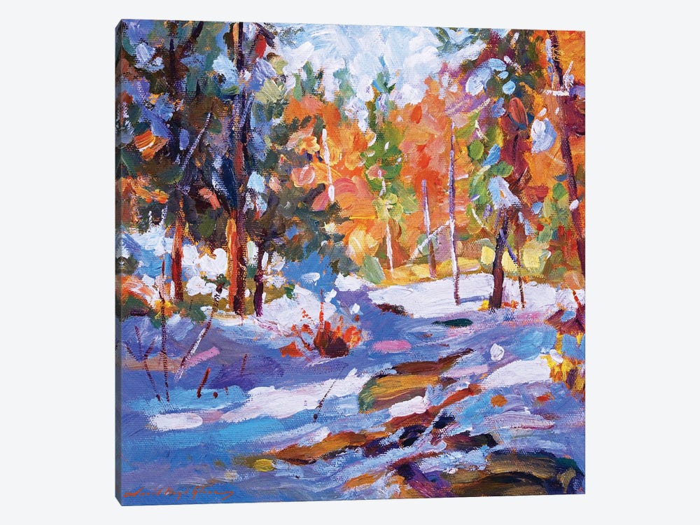 Snow Fell At The Creek Plein Air by David Lloyd Glover 1-piece Canvas Wall Art