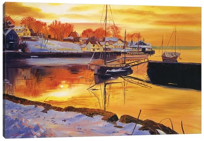 Snow Harbor Canvas Art Print - David Lloyd Glover