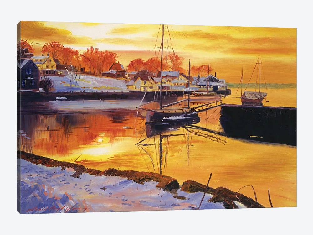 Snow Harbor by David Lloyd Glover 1-piece Canvas Print