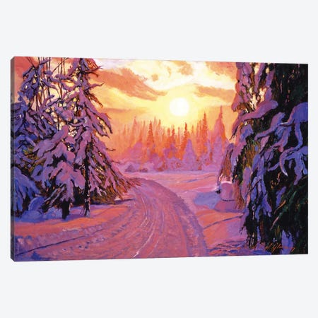 Soft Snow Sunrise Canvas Print #DLG170} by David Lloyd Glover Art Print