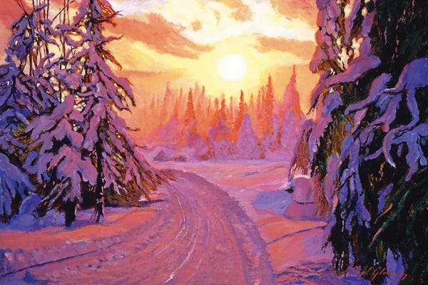David Lloyd Glover: Soft Snow Sunrise by David Lloyd Glover