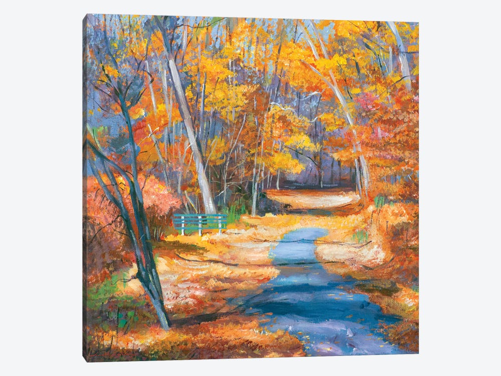 Park Bench In Fall by David Lloyd Glover 1-piece Canvas Art