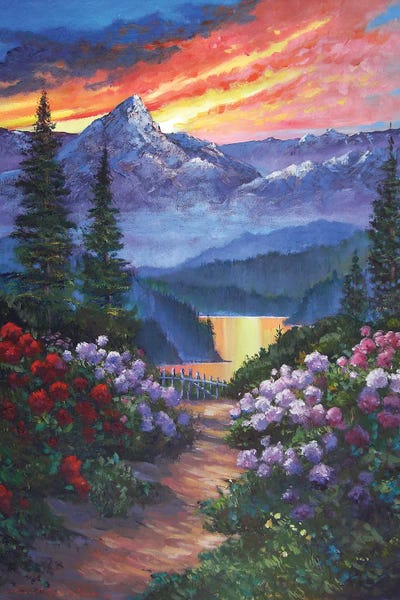 Spring Path To The Mountain Lake by David Lloyd Glover framed wall art