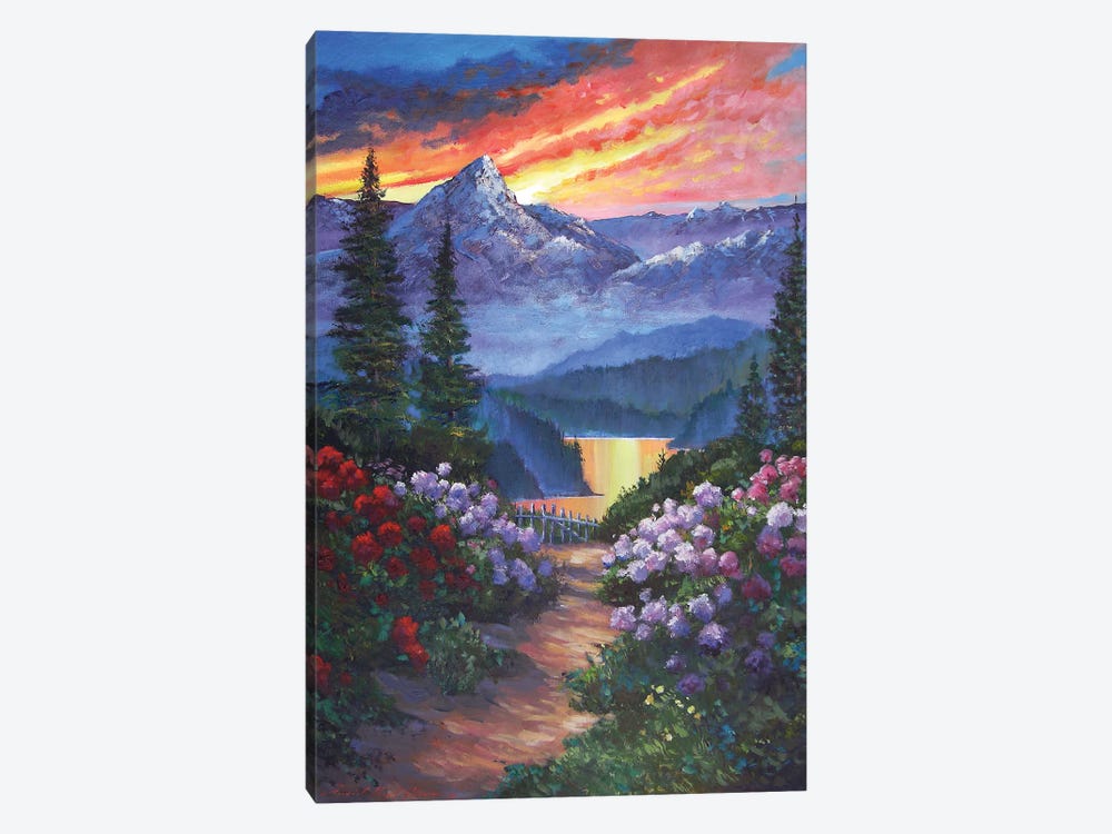 Spring Path To The Mountain Lake by David Lloyd Glover 1-piece Canvas Art Print