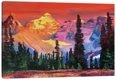 Sunset In The Rocky Mountains Canvas Art Print - Mountain Sunrise & Sunset Art