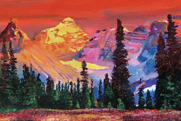 Plein Air Paintings: Sunset In The Rocky Mountains by David Lloyd Glover