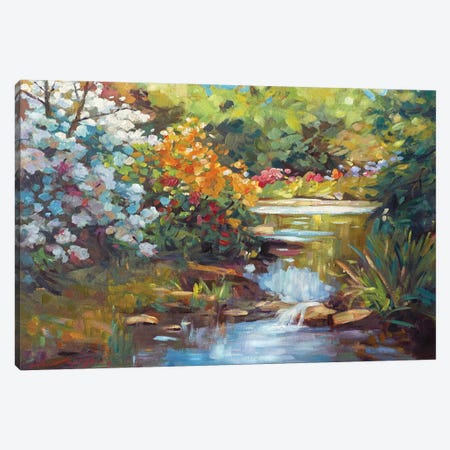 Spring Garden Pond Canvas Print #DLG195} by David Lloyd Glover Canvas Wall Art