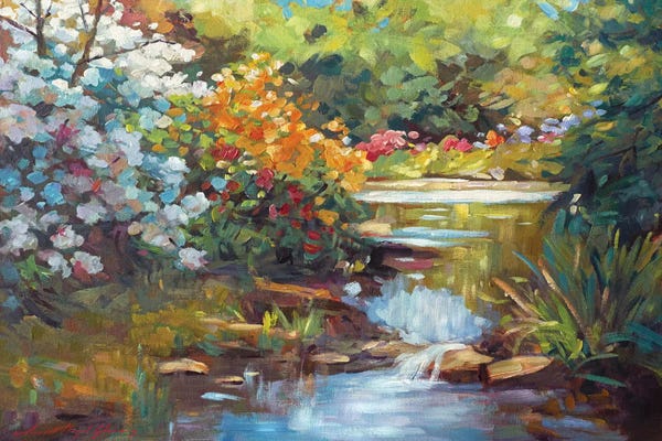 Tranquil Gardens: Spring Garden Pond by David Lloyd Glover