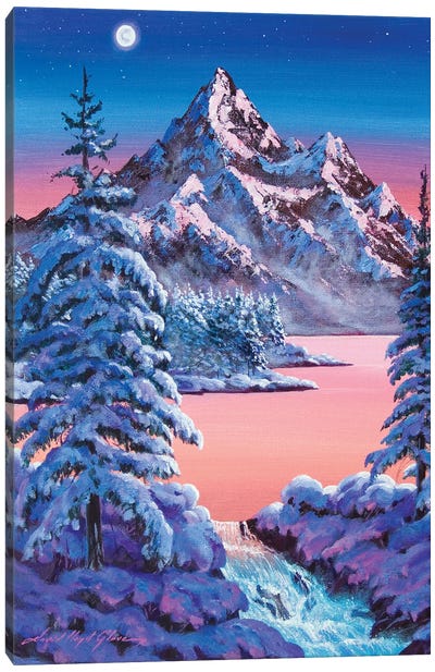 December Morning Moon Canvas Art Print - David Lloyd Glover