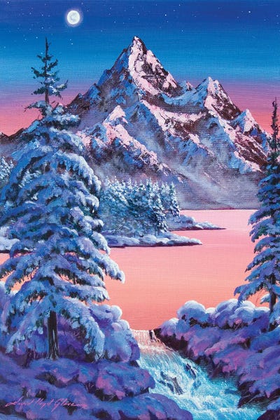 Rustic Winter: December Morning Moon by David Lloyd Glover