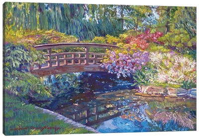 Wisteria On The Footbridge Canvas Art Print - Zen Garden