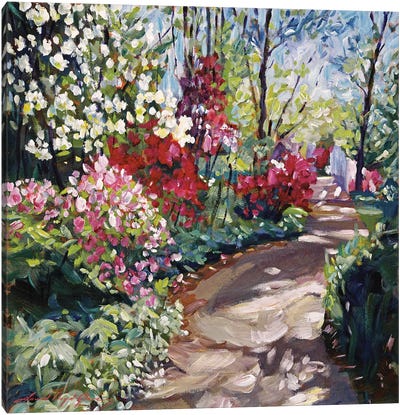 Along The Garden Path In Spring Canvas Art Print - David Lloyd Glover