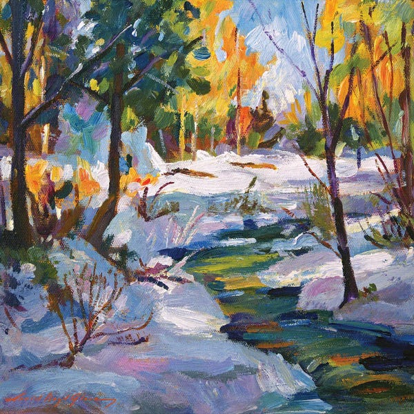 Plein Air Paintings: Autumn Snow Plein Air by David Lloyd Glover