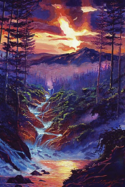 Cascading Waters by David Lloyd Glover framed canvas print