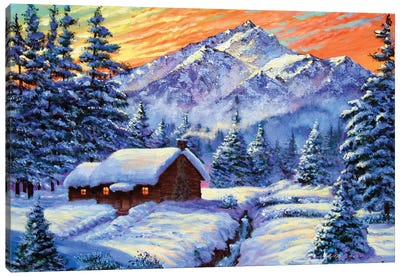 Christmas Morning Canvas Art Print - Rustic Winter