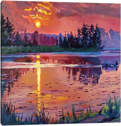 Trout Lake At Dawn Canvas Art Print - David Lloyd Glover
