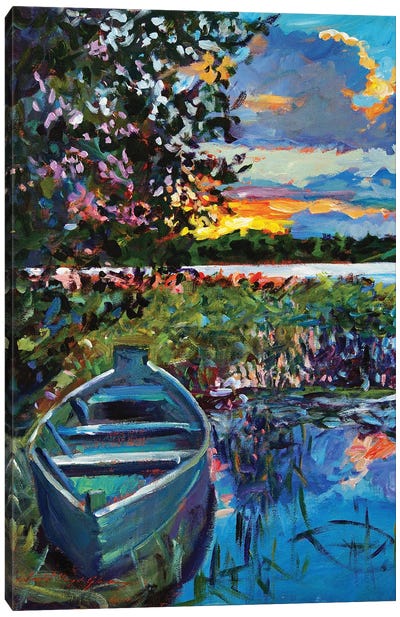 Days End Canvas Art Print - Rowboat Art