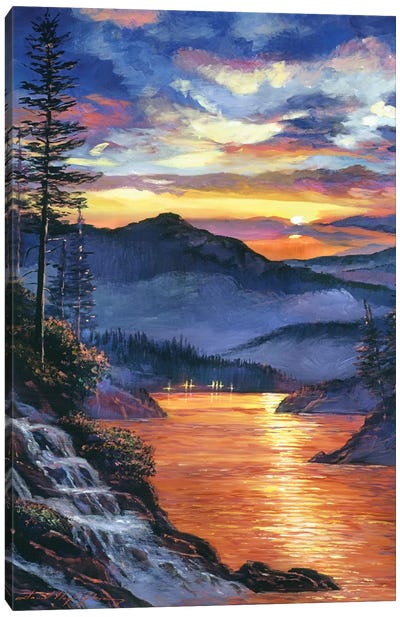 Evening Sky Reflections Canvas Art Print - David Lloyd Glover