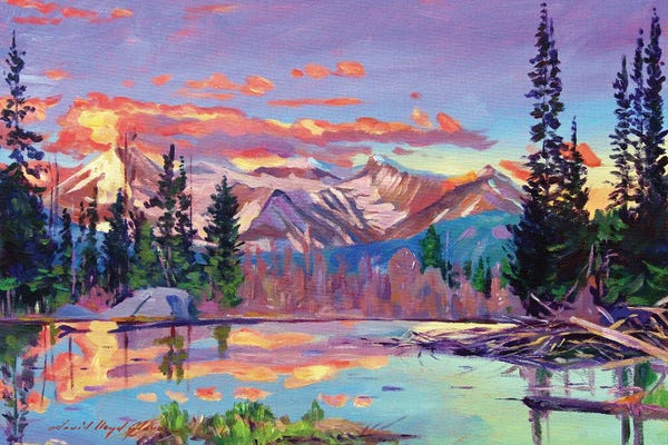 Pastel Impressionism: Evening Serenity Pond by David Lloyd Glover