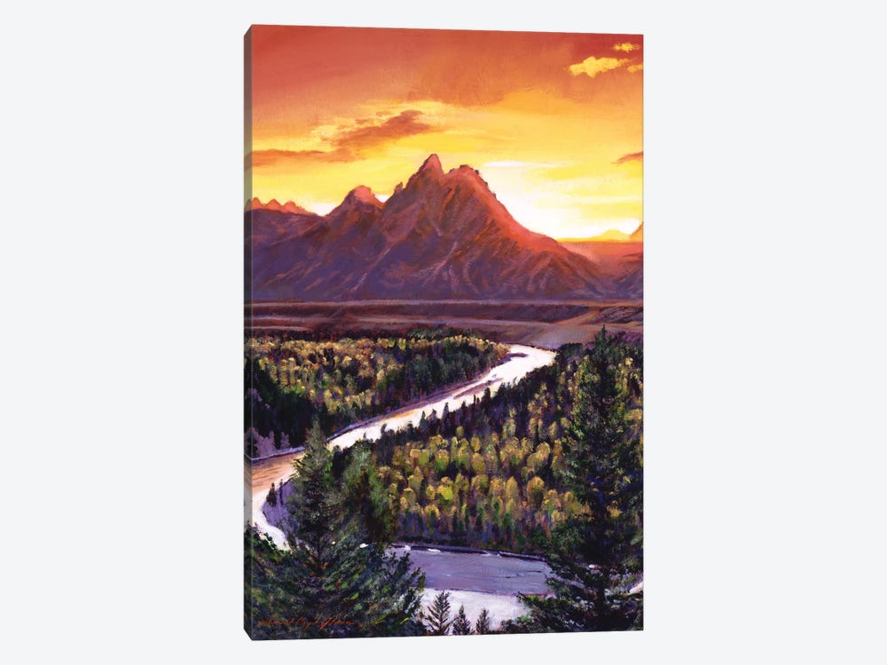 Sunset Over The Grand Tetons by David Lloyd Glover 1-piece Canvas Wall Art