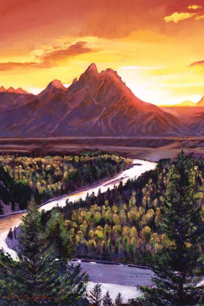 David Lloyd Glover: Sunset Over The Grand Tetons by David Lloyd Glover
