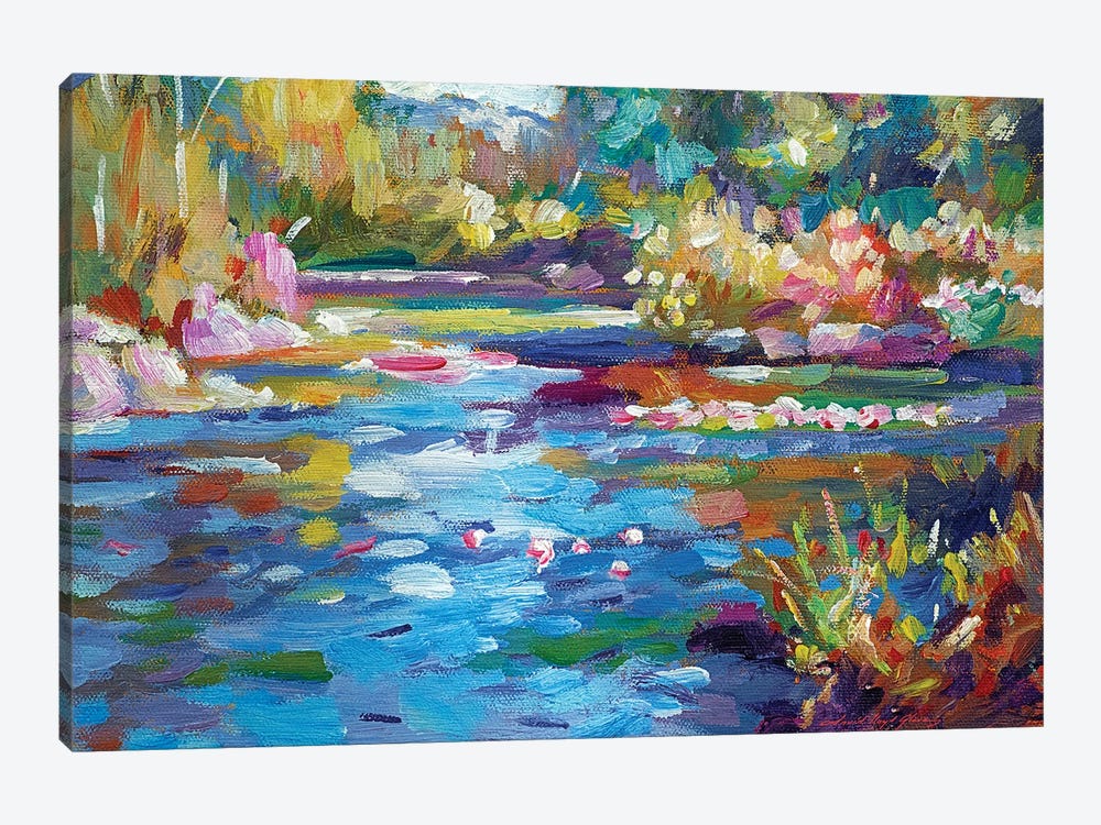 Flowers Reflecting In The Pond by David Lloyd Glover 1-piece Art Print