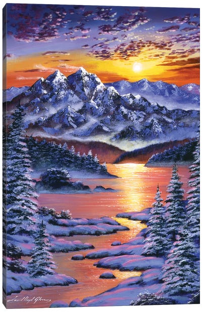 Frozen Sunset Canvas Art Print - David Lloyd Glover