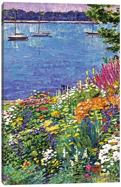 Garden By The Bayshore Canvas Art Print - Garden & Floral Landscape Art