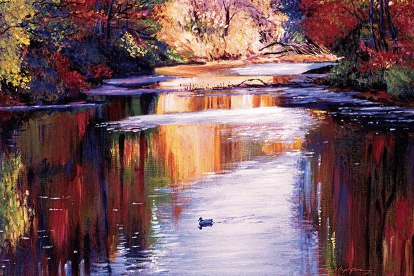 David Lloyd Glover: Gentle River In Autumn by David Lloyd Glover