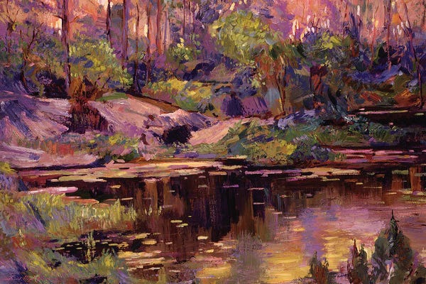 David Lloyd Glover: Golden Hour At The Pond by David Lloyd Glover