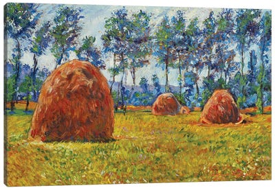 Haystacks Canvas Art Print - David Lloyd Glover