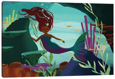 Into The Deep Canvas Art Print - Mermaid Art
