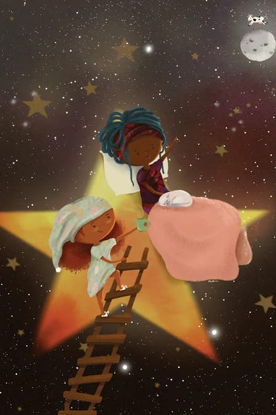 Kids Astronomy & Space Art: Over The Moon by DeeLashee Artistry