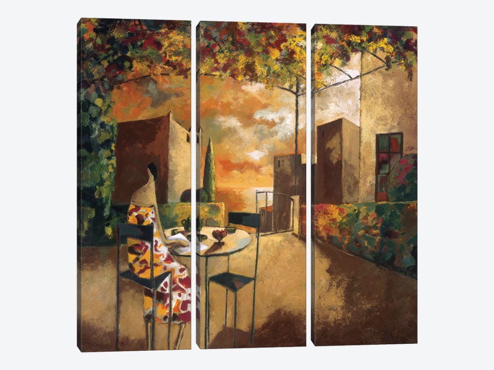 Café Al Jardi by Didier Lourenco 3-piece Canvas Art Print