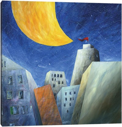 Under Yellow Big Moon Canvas Art Print - Donato Larotonda