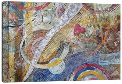 Heart And Circles Canvas Art Print - Artwork Similar to Wassily Kandinsky