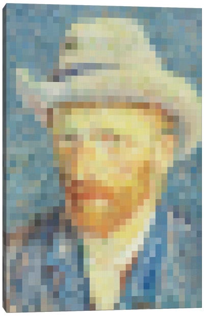 Pixel Van Gogh Canvas Art Print - Pixel Art