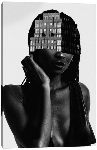 Woman Building Diptych I Canvas Art Print - Multimedia Portraits