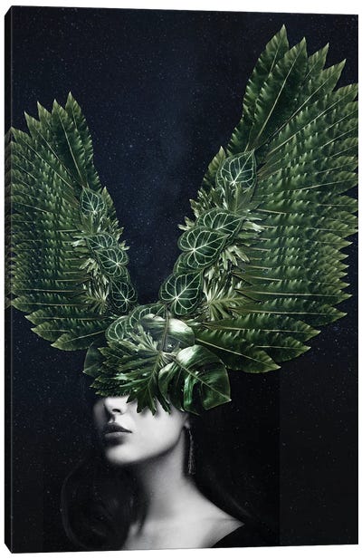 Woman Winged Nature Canvas Art Print - Multimedia Portraits