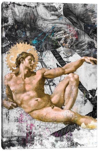 The Creation | Side A Canvas Art Print - The Creation of Adam Reimagined