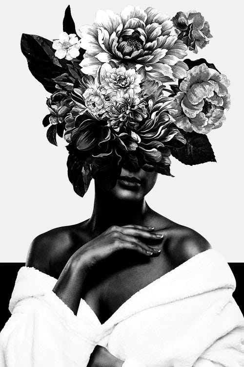 Woman With Flower II In Black And White