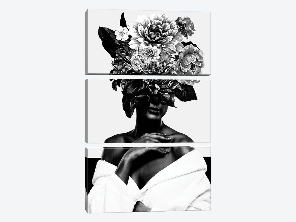 Woman With Flower II In Black And White by Danilo de Alexandria 3-piece Canvas Artwork
