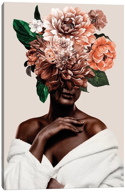 Woman With Flower II Canvas Art Print - Multimedia Portraits