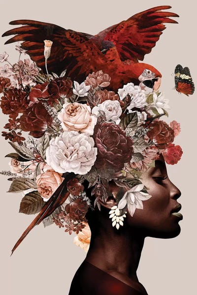 Parrots: Woman With Flower I by Danilo de Alexandria